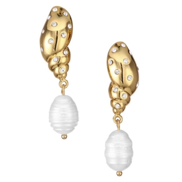 KATE SPADE • Under The Sea Conch Shell Freshwater Pearl Earrings - Picture 1 of 7